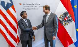 Dr. Ibrahim Nyei, Deputy Minister for International Cooperation and Economic Integration, with Ambassador Nikolaus Marschik, Austria’s Secretary-General for Foreign Affairs. 