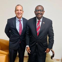 Honorable Mark C. Toner (left), the United States of America  Ambassador, accredited near Monrovia and Minister of Justice and Attorney General, Cllr. N. Oswald Tweh.