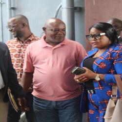DMA Designate Jeke (first from right) chats with Min. Dagoseh (3rd) shortly after facing the Senate 