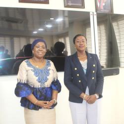 Minister of Foreign Affairs, Her Excellency Madam Sara Beysolow Nyanti along with the Vice President of the Economic Community of West African States (ECOWAS) Commission, Her Excellency Mrs. Damtien L. Tchintchibidja 