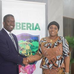 Dr. Aaron Weah with Foreign Minster H.E Sara Beysolow Nyanti