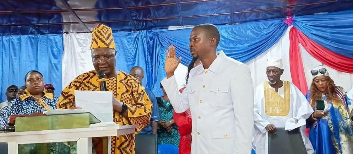 Hon. Karyou Johnson takes the oath as the 46th Superintendent of Grand Bassa County at the Unification Pavilion on March 14, marking a new era of leadership under the guidance of Hon. F. Sakila Nyumalin, Sr., Minister of Internal Affairs. Hon. Karyou Johnson takes the oath as the 46th Superintendent of Grand Bassa County at the Unification Pavilion on March 14, marking a new era of leadership under the guidance of Hon. F. Sakila Nyumalin, Sr., Minister of Internal Affairs.