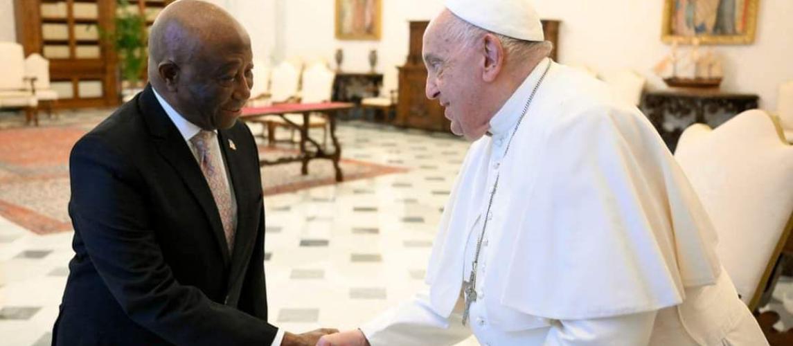 H.E. Joseph Nyuma Boakai, Sr. President of Liberia, is received at the Vatican by His Holiness Pope Francis, the global leader of the Roman Catholic Church, Friday, October 18th, 2024