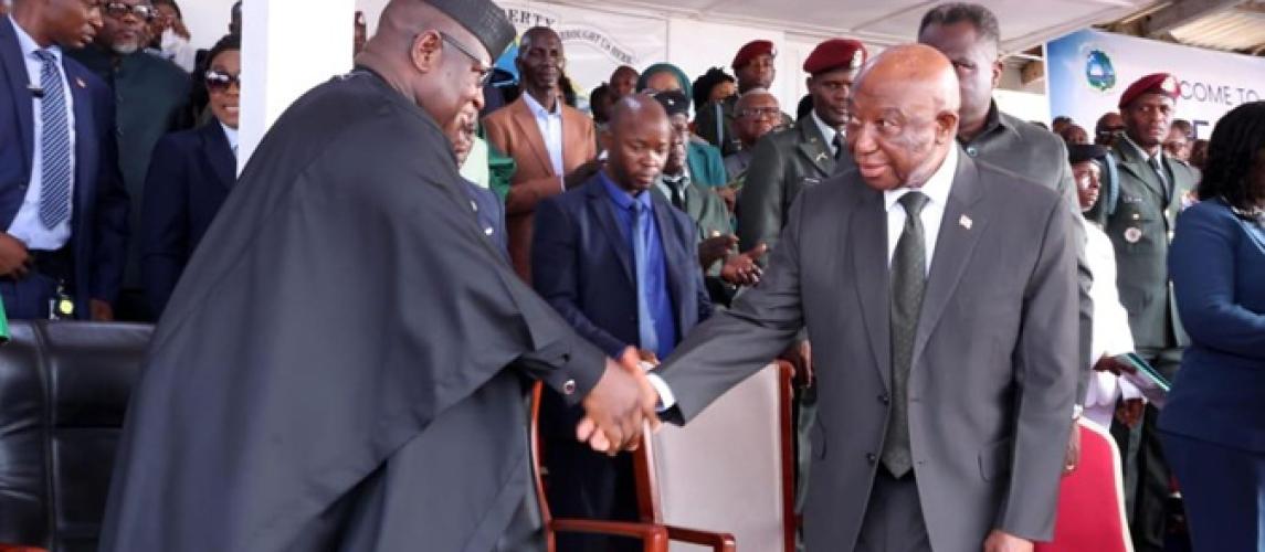 President Boakai welcomed His Excellency Julius Maada Bio, President of the Republic of Sierra Leone, as Guest of Honor