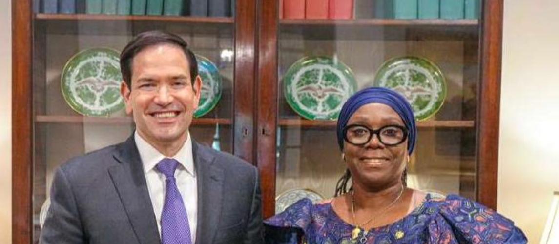  Minister of Foreign Affairs H.E Sara Beysolow Nyanti With U.S  Secretary of States and Acting National Security Advisor Mr. Marco Rubio,