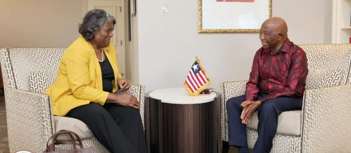 On the sidelines of the US-Africa business summit in Dallas, Texas, US Ambassador Linda Thomas Greenfield, the Permanent Representative to the United Nations, paid a courtesy visit to his excellency Joseph Nyuma Boakai, sr.