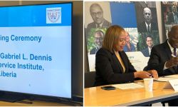 Director General of the Foreign Service Institute, Reginald B. Goodridge, Sr., with Ms. Michelle Gyles-McDonnough, Assistant UN Secretary General and Executive Director of UNITAR in Geneva