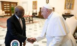 H.E. Joseph Nyuma Boakai, Sr. President of Liberia, is received at the Vatican by His Holiness Pope Francis, the global leader of the Roman Catholic Church, Friday, October 18th, 2024