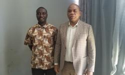 Senator Albert Chie flanked by HoS yates at the Capitol Building