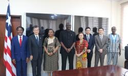 Liberia’s Deputy Minister for International Cooperation and Economic Integration, Dr. Ibrahim Al-bakri Nyei along with Japan&#039;s Ambassador to Liberia, His Excellency Mr. Yoshimoto Hiroshi in a group photo