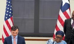 Minister of Foreign Affairs H. E. Mme. Sara Beysolow Nyanti  and Jeremy P. Lewin  U.S. State Department’s Under Secretary for Foreign Assistance