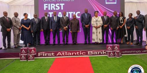 President Boakai at the First Atlantic Bank Launches in Liberia