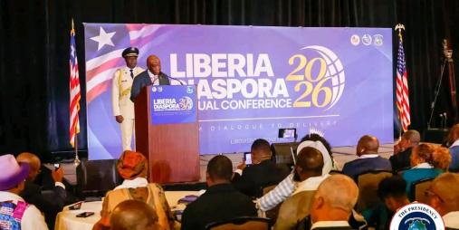  President Joseph Nyuma Boakai, Sr.  at the diaspora program in Alexandria, Virginia